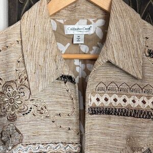 Coldwater Creek Women's Beige Embroidered Blazer